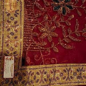 BRAND NEW - Purple/ Maroon Net Sari